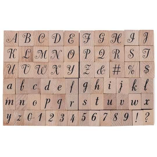 6 Pack: Script Alphabet & Numbers Wood Stamp Set by Recollections™